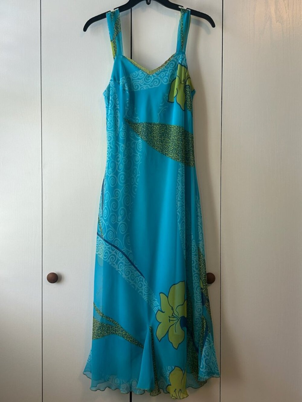 Sangria Turquoise Maxi Dress with Yellow Flowers 10